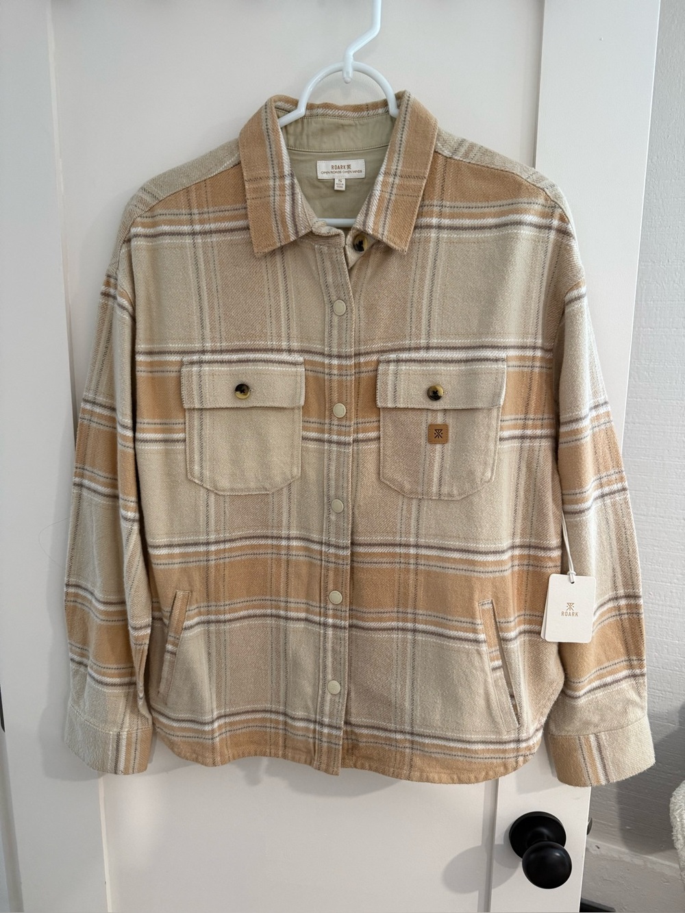 Roark Beige & Cream Plaid Shirt Jacket